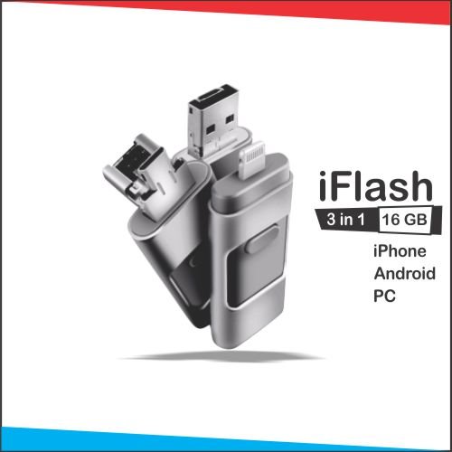 Iflash 3 In 1 Otg Usb Drive 16Gb Ios-Android-Pc